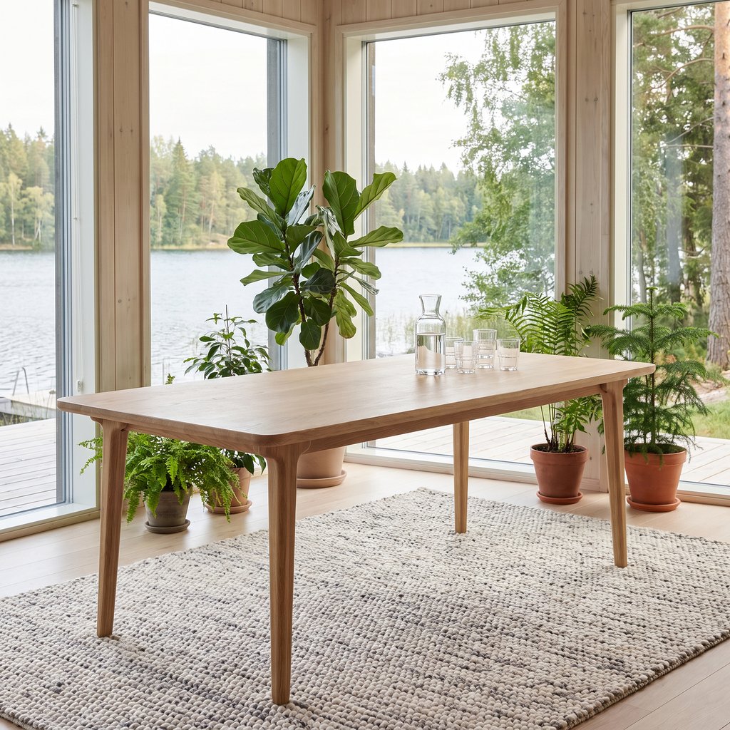 Bacoli ruokapöytä 95x200 cm, natural tammi (viilu)