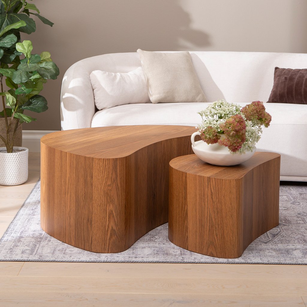Island sarjapöytä 90x60x40 + 60x40x33 american walnut: Tyylikäs sohvapöytä, joka yhdistää käytännöllisyyden ja estetiikan. Sopii täydellisesti olohuoneen säilytykseen ja sisustukseen.