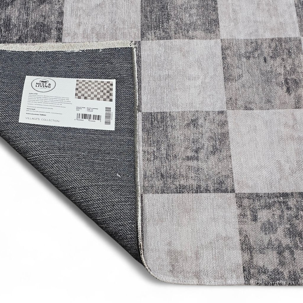 Ruutu matto 200x290cm harmaa