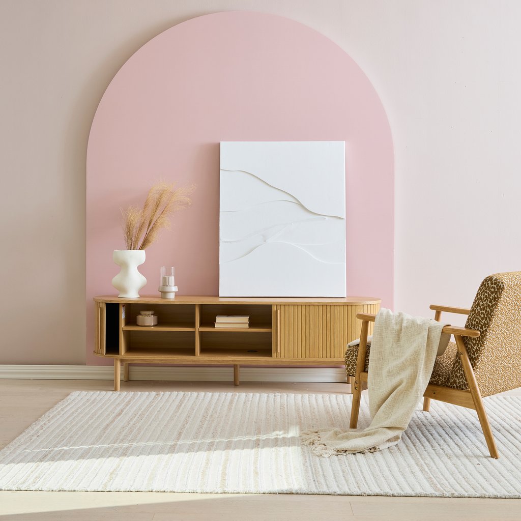 Meta tv-taso 180 cm, natural tammi (viilu)