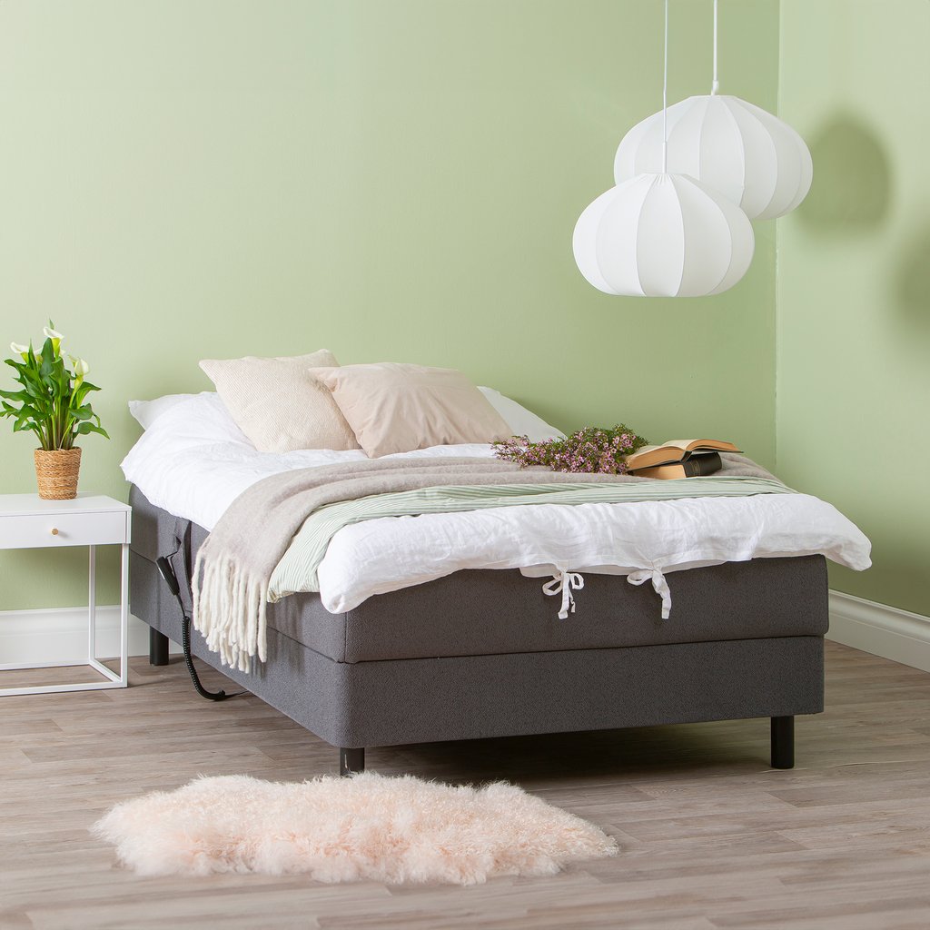 Unelle 300 moottorisänky pocket 5-vyöh. 120x200cm, Fano 93 tummanharmaa, sis. jalat 60031mu