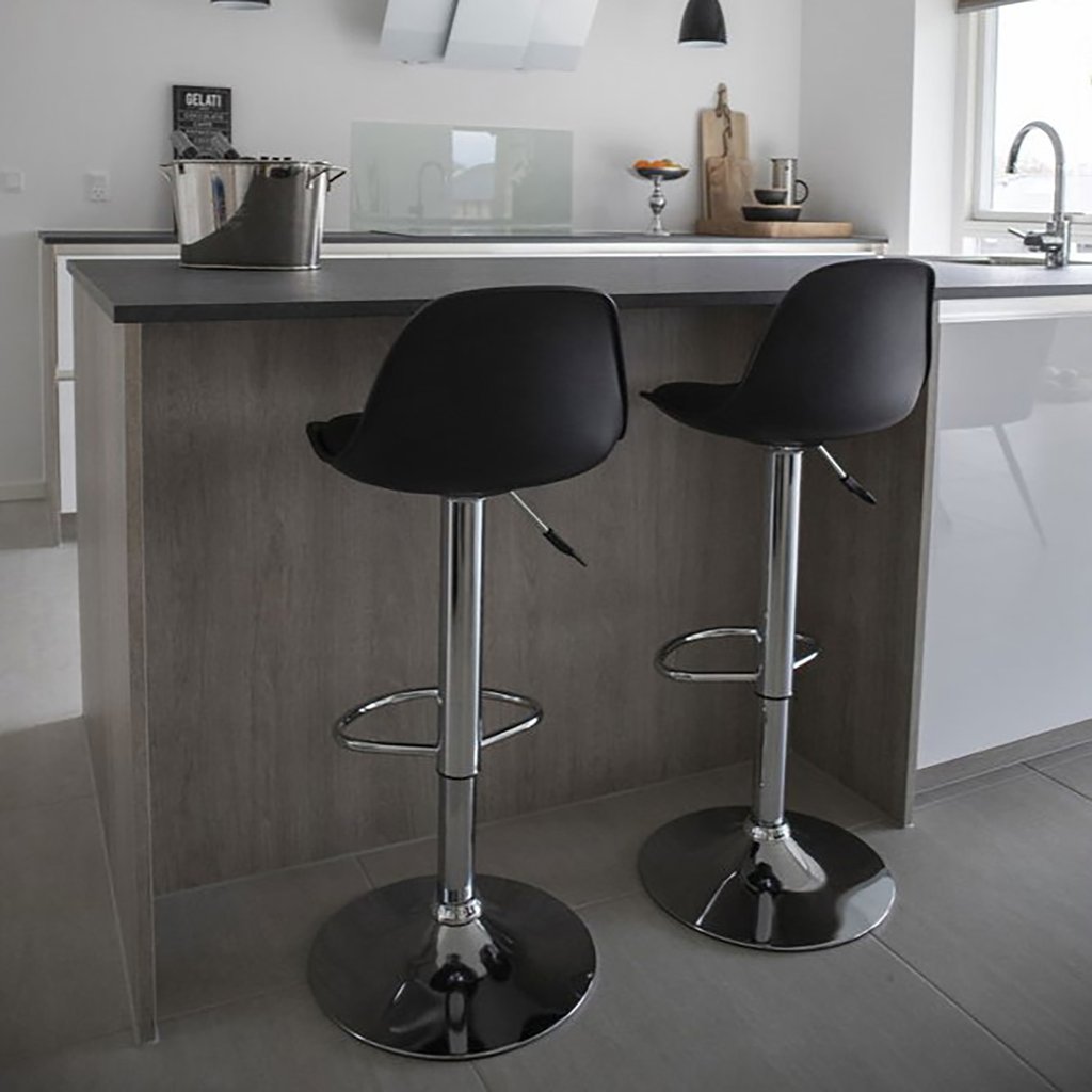 House Nordic Trondheim baarituoli, musta keinonahka/kromijalat