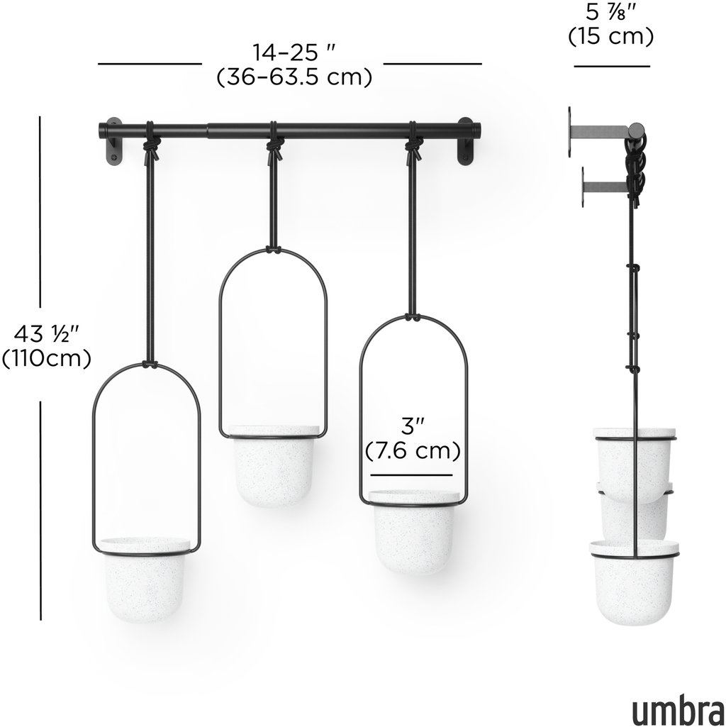 Umbra Triflora 3 kpl roikkuva kukkateline valkoinen/musta