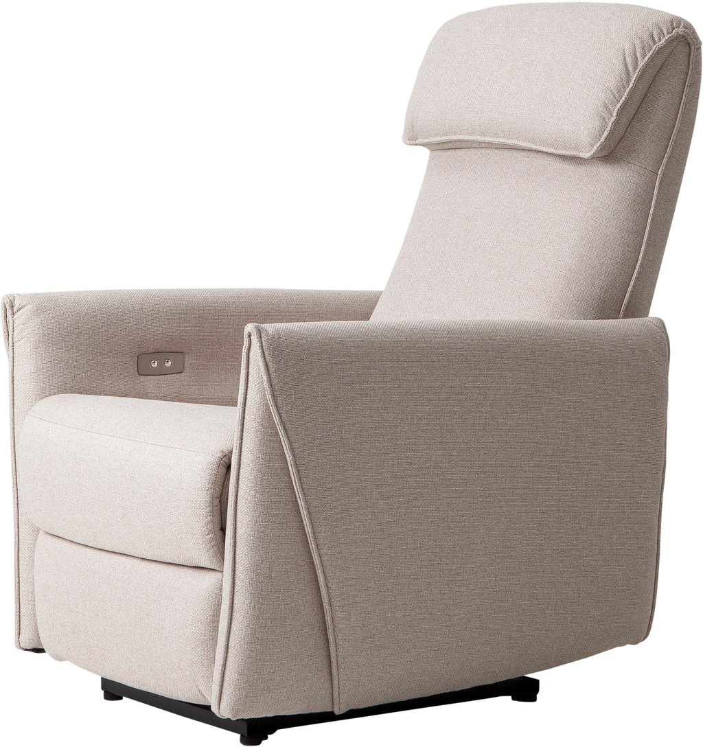 Gabriel lepotuoli sähkömekanismilla beige: Tyylikäs recliner-nojatuoli sähkömekanismilla, beige väri. Täydellinen rentoutumiseen olohuoneessa, moderni muotoilu.