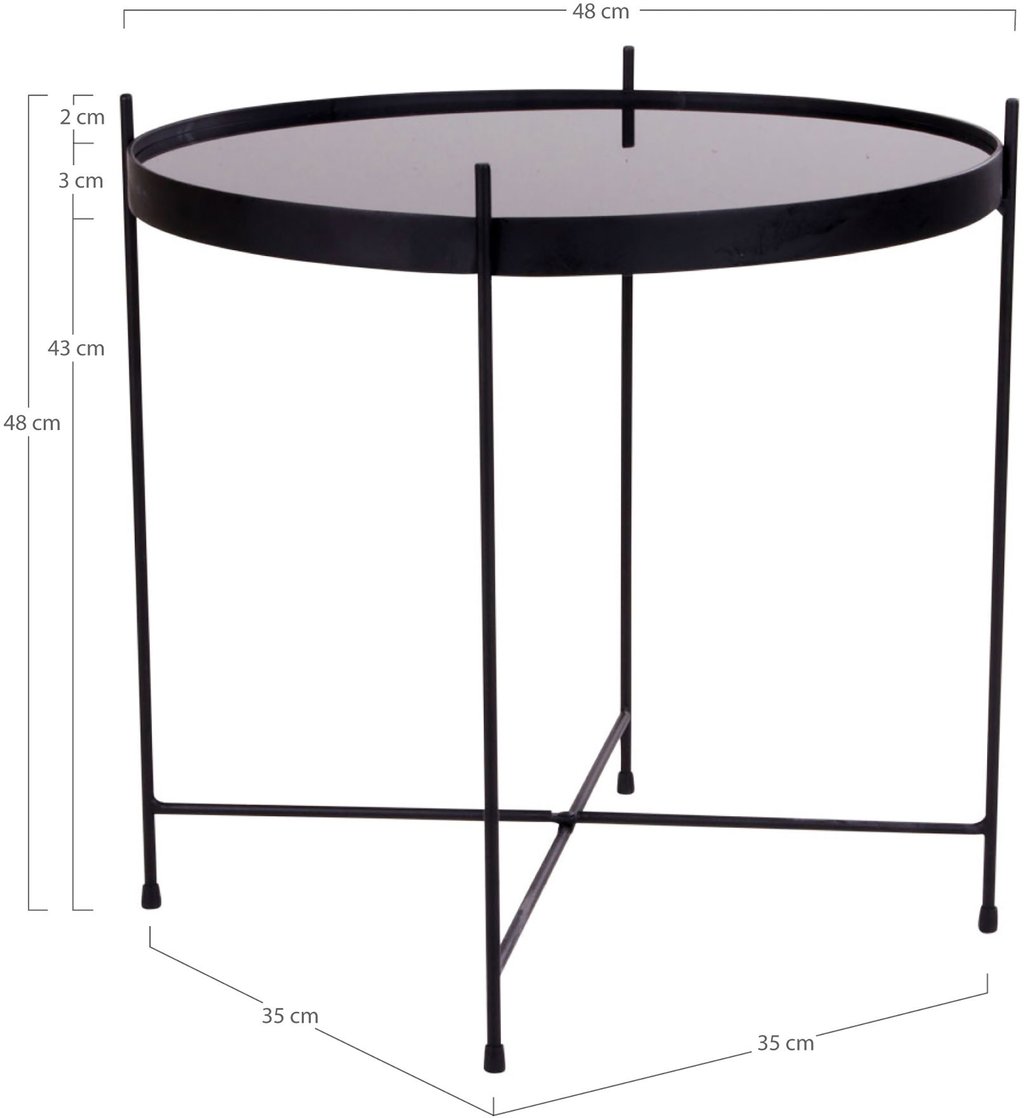 Venezia sohvapöytä pyöreä 48cm musta teräs / lasi