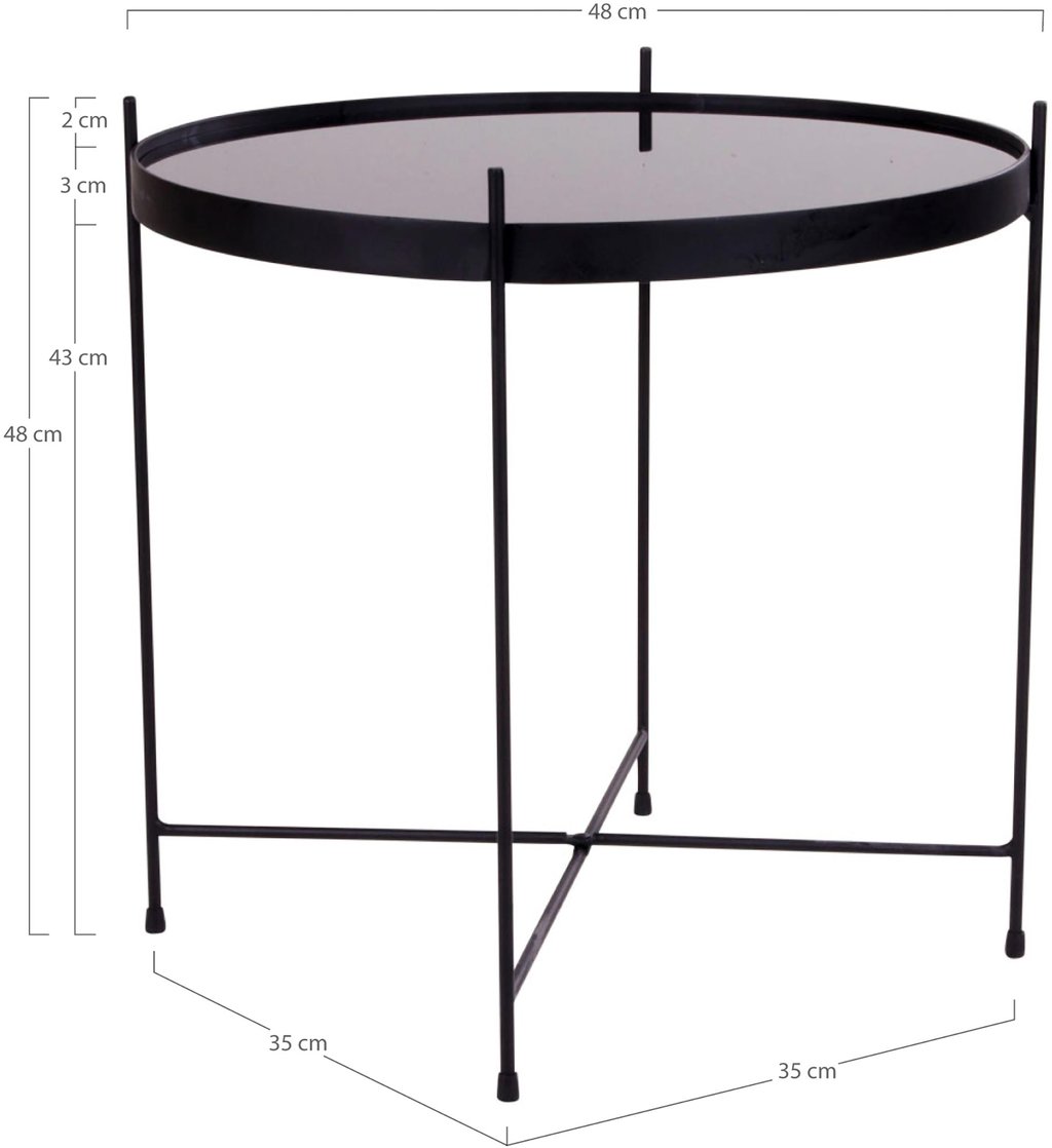 Venezia sohvapöytä pyöreä 48cm musta teräs / lasi