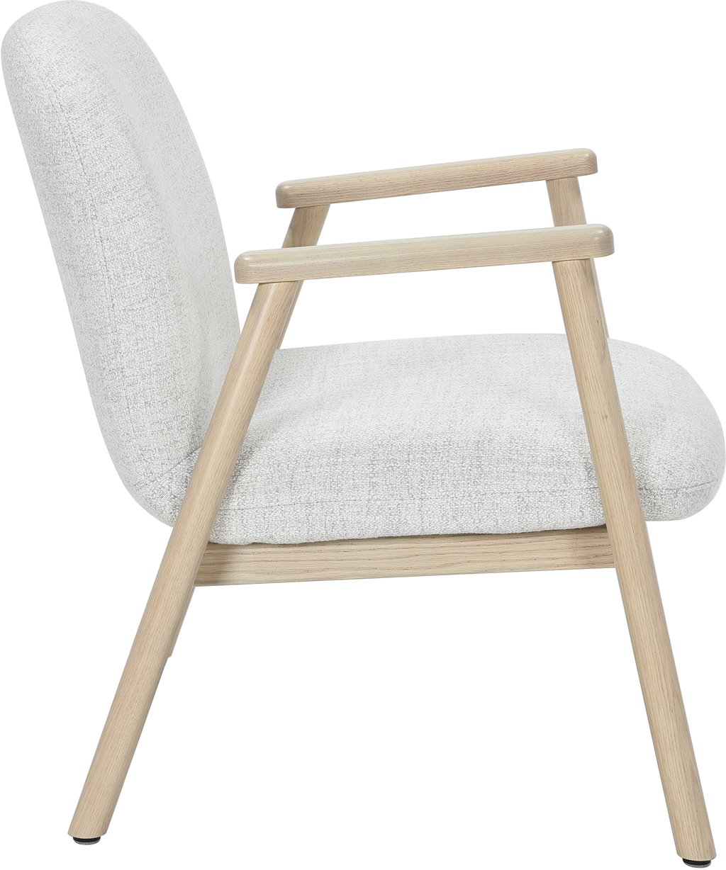 N&L Mille lepotuoli, beige verhoilu, valkovahatun tammenvärinen runko