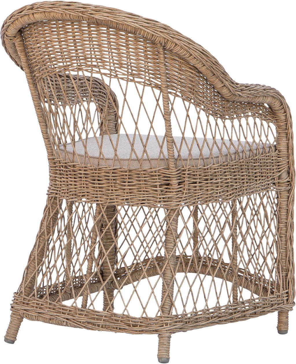 Leona ruokatuoli, natural polyrottinki / beige pehmuste: Tyylikäs Leona ruokatuoli ulos, luonnonvärinen polyrottinki ja beige pehmuste. Täydellinen parvekkeelle tai terassille. Ergonominen muotoilu, kestävä ja helppohoitoinen kaluste.