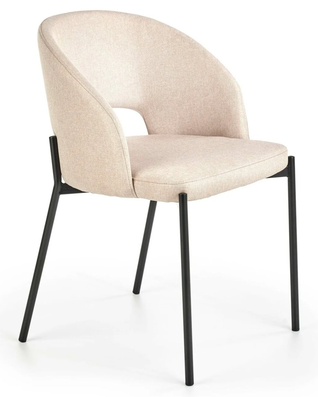 Aaron ruokatuoli beige: Tyylikäs beige ruokatuoli, jossa kestävä metallirunko ja mukava verhoilu. Sopii täydellisesti moderniin ruokailutilaan.