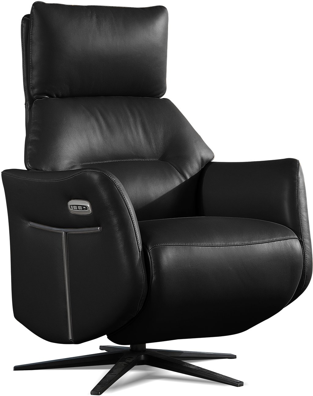 Lorenzo nojatuoli mekanismilla musta nahka/keinonahka: Tyylikäs Lorenzon nojatuoli mekanismilla, musta nahka ja keinonahka, täydellinen rentoutumiseen olohuoneessa. Ergonominen muotoilu, moderni design.