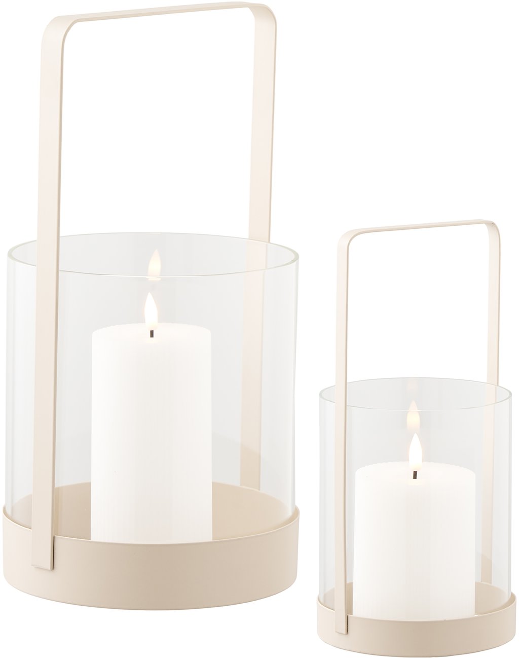 Hurricane lyhtysetti lasi/beige metalli, (2kpl/setti)
