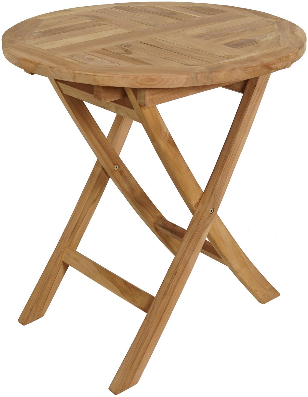 Malibu taittopöytä pyöreä 70cm: Taitettava Malibu-pöytä, 70 cm, tyylikäs teak-puusta. Erinomainen parvekkeelle tai terassille, helppo säilyttää ja siirtää.