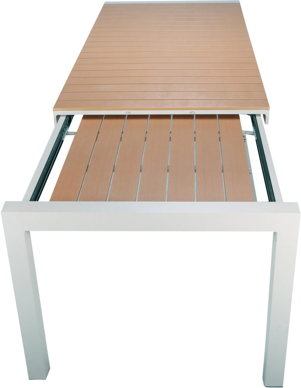 Albury jatkopöytä 205/275x95, taupe alumiini / tiikki easywood: Tyylikäs Albury jatkopöytä, 205-275 cm, taupe alumiinia ja tiikkiä. Täydellinen ulkoruokailuryhmä terassille tai puutarhaan.