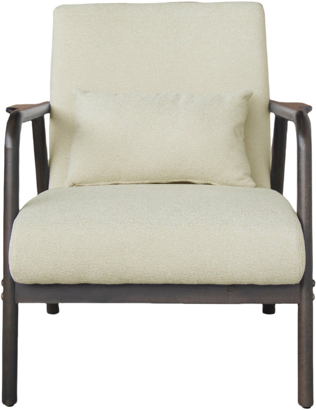 Dove nojatuoli, pähkinä kumipuu runko / beige kangas: Tyylikäs beige nojatuoli kumipuupohjalla, täydellinen lisä olohuoneeseen. Mukava istuin, joka tuo lämpöä ja eleganssia sisustukseen.