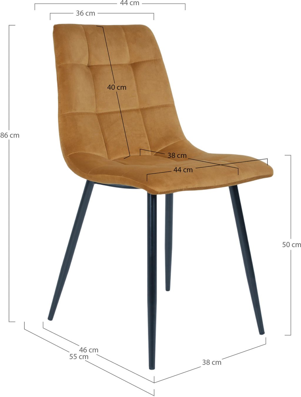 House Nordic Middel ruokatuoli, keltainen sametti