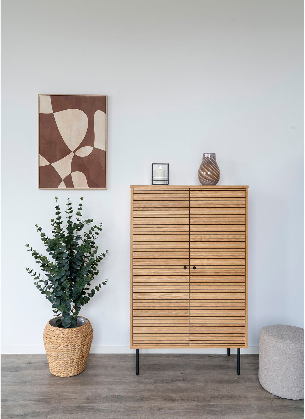 House Nordic Kyoto kaappi 80x40x130, natural tammiviilu / mustat jalat