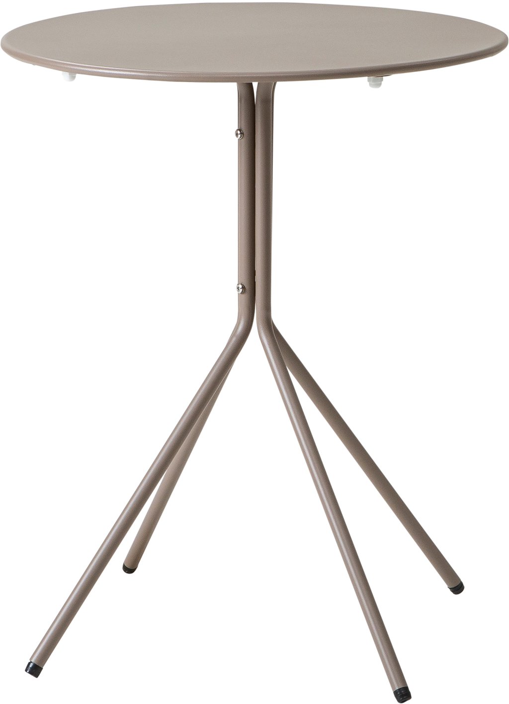 Trento parvekepöytä pyöreä 60cm khaki: Tyylikäs Trento pyöreä parvekepöytä (60 cm) khakinvärisenä, täydellinen ulkoruokailuun ja terassikalusteiksi. Kestävä ja moderni valinta parvekkeelle.