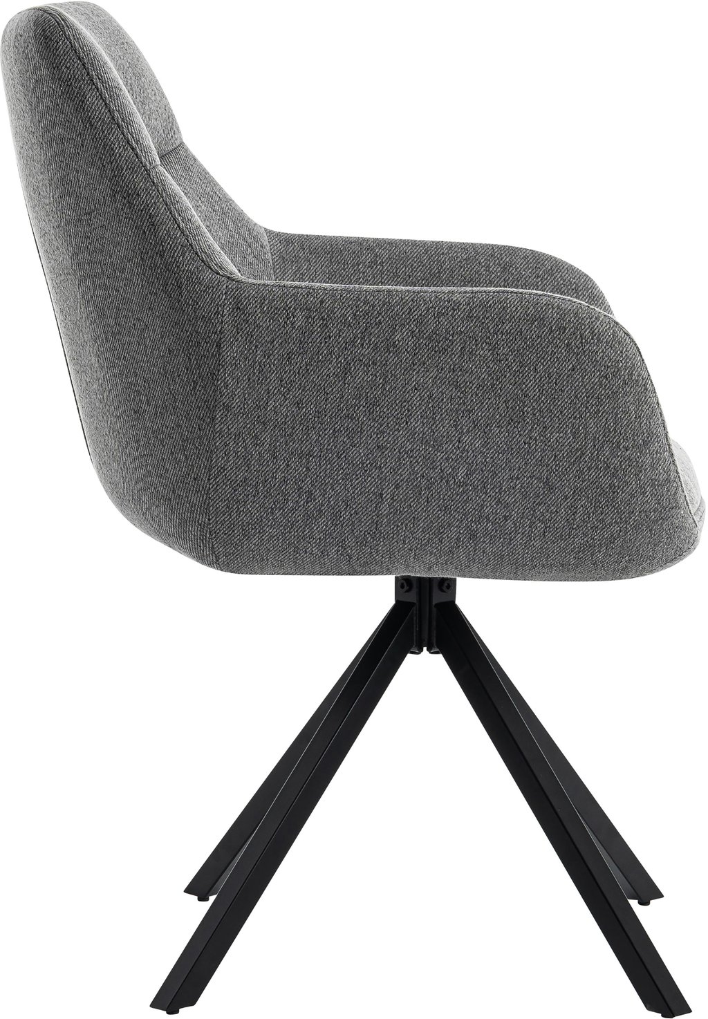 North Collection Everly ruokapöydän tuoli käsinojilla harmaa (Kiinteä Star-jalka): Tyylikäs harmaa ruokatuoli, jossa metallirunko ja mukava verhoilu. Erinomainen valinta moderniin ruokailutilaan, sopii hyvin pienille ruokapöydille.