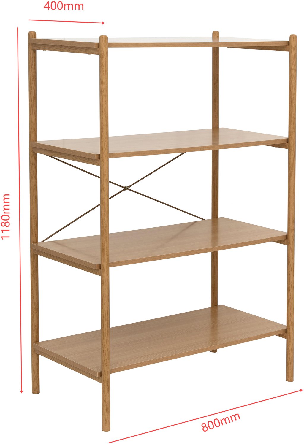 Kastrup hylly 80x118 cm, natural tammi (MDF/melamiini): Tyylikäs Kastrup-hylly, 80x118 cm, luonnollinen tammi. Sopii täydellisesti olohuoneen, eteisen tai kirjahyllyn säilytystarpeisiin. 4 tasoa tarjoavat runsaasti tilaa kirjoille ja sisustuselementeille.