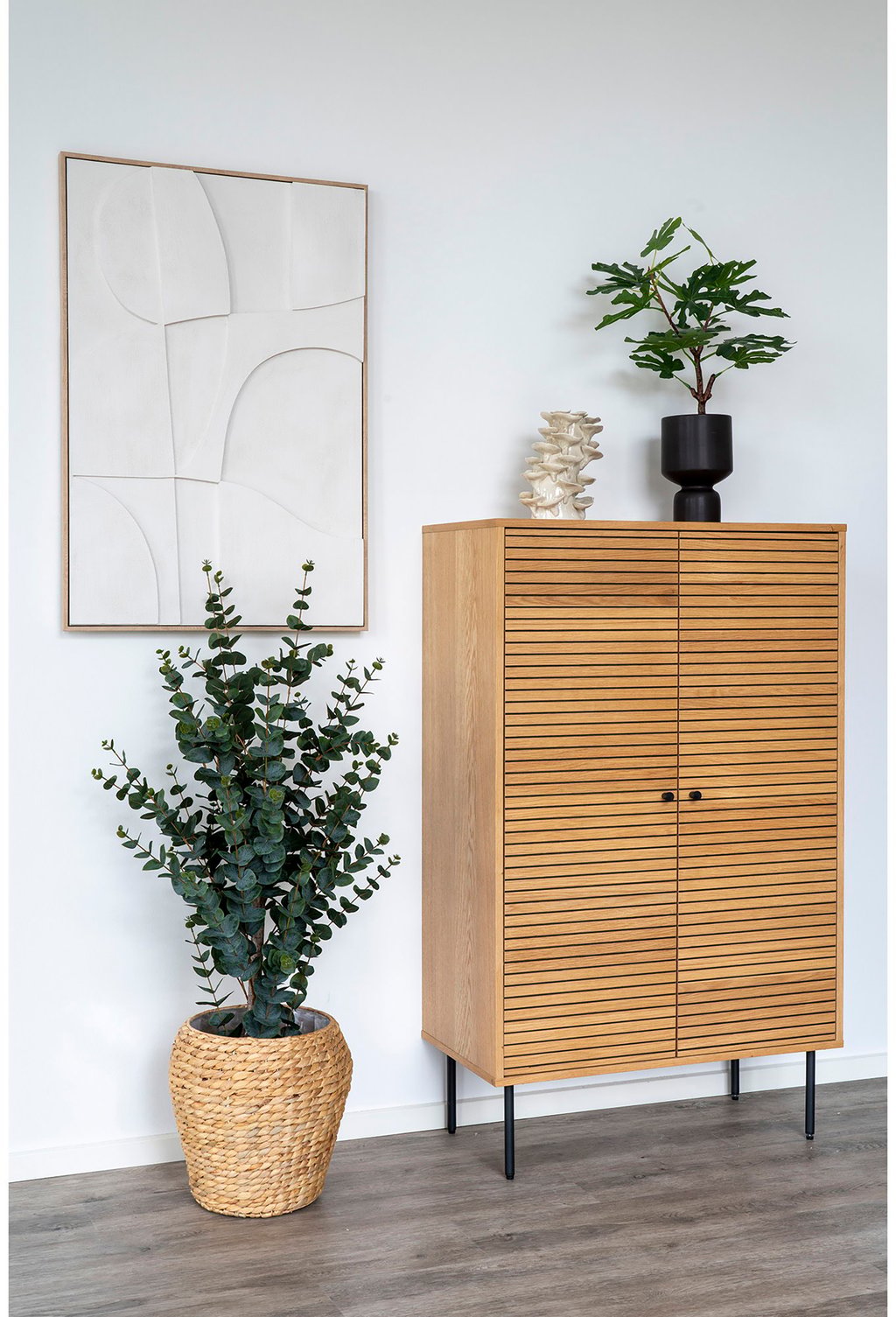 House Nordic Kyoto kaappi 80x40x130, natural tammiviilu / mustat jalat