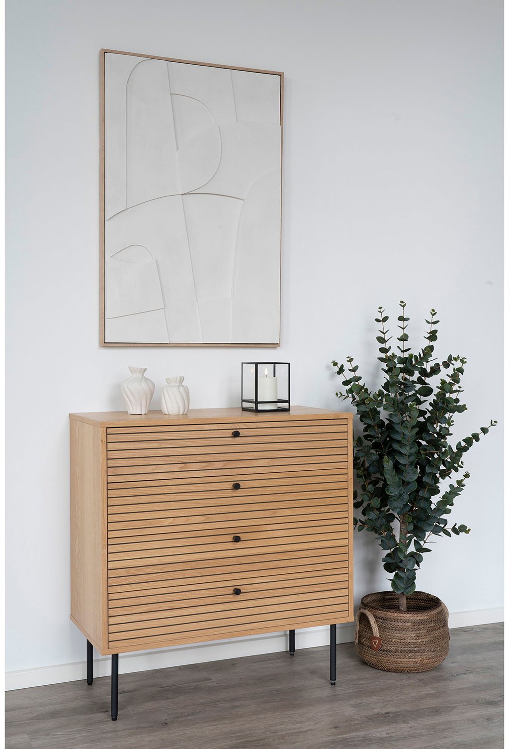 House Nordic Kyoto lipasto 80x40x85, natural tammiviilu / mustat jalat