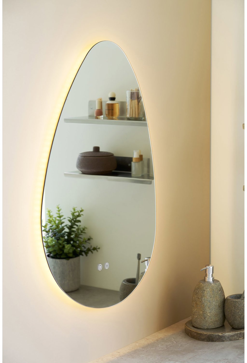 House Nordic led-peili, huurtumisenesto ja 3 valoasetusta, pisara, 58×80 cm