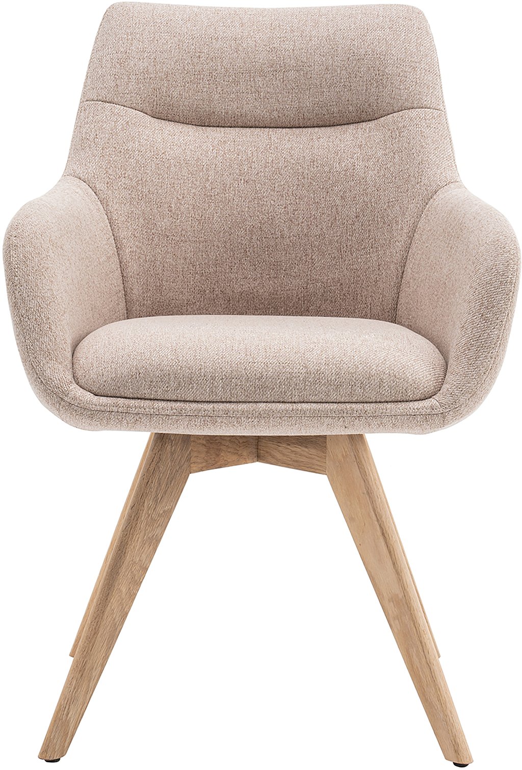 North Collection Everly ruokapöydän tuoli käsinojilla, hiekka (Spider-jalka natural tammi): Tyylikäs ruokatuoli verhoilulla, metallirunko ja luonnollinen tammi. Sopii moderniin ruokailutilaan tai keittiöön.