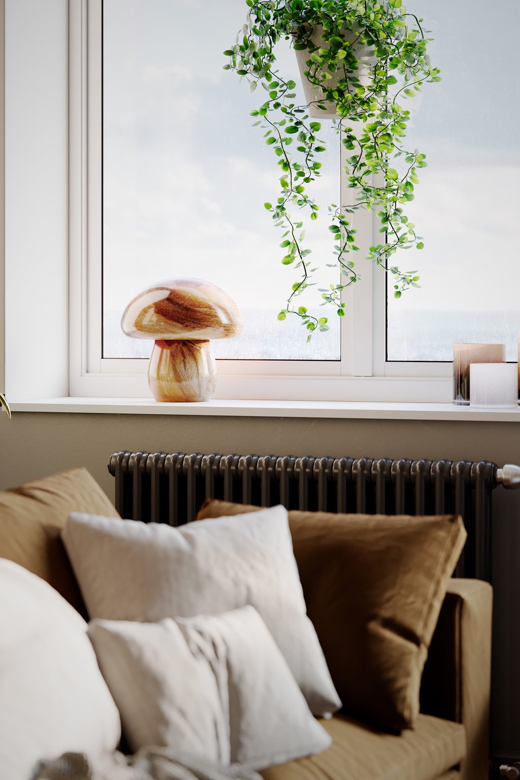 Mira mushroom pöytävalaisin luonnonvärinen: Tyylikäs MIRA-sienivalaisin luo lämpöä ja tunnelmaa sisustukseen. Sopii täydellisesti olohuoneeseen tai makuuhuoneeseen.