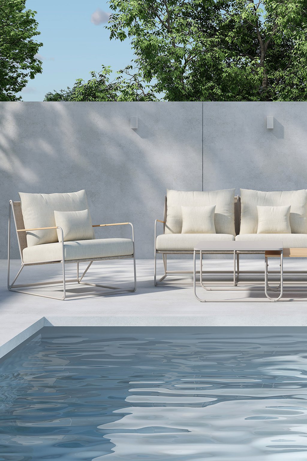 Palazzo sohvaryhmä 3+1+1+sarjapöytä (2kpl), beige / beige