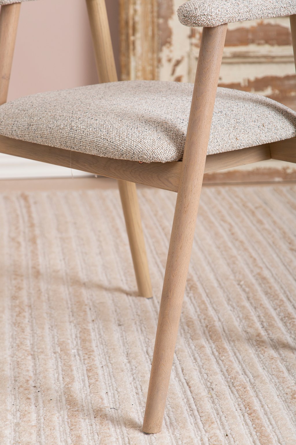 Nicola ruokatuoli, valkolakattu tammi / beige kangas