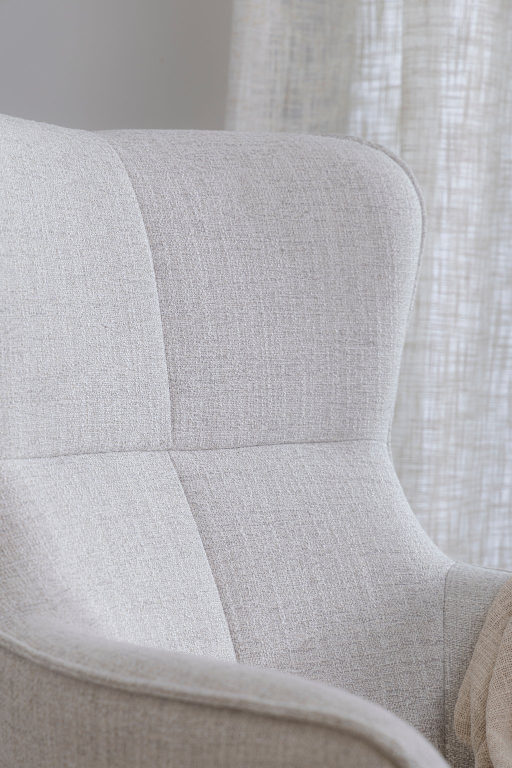N&L Lisbet lepotuoli & rahi, beige verhoilu, natural tammen värinen runko