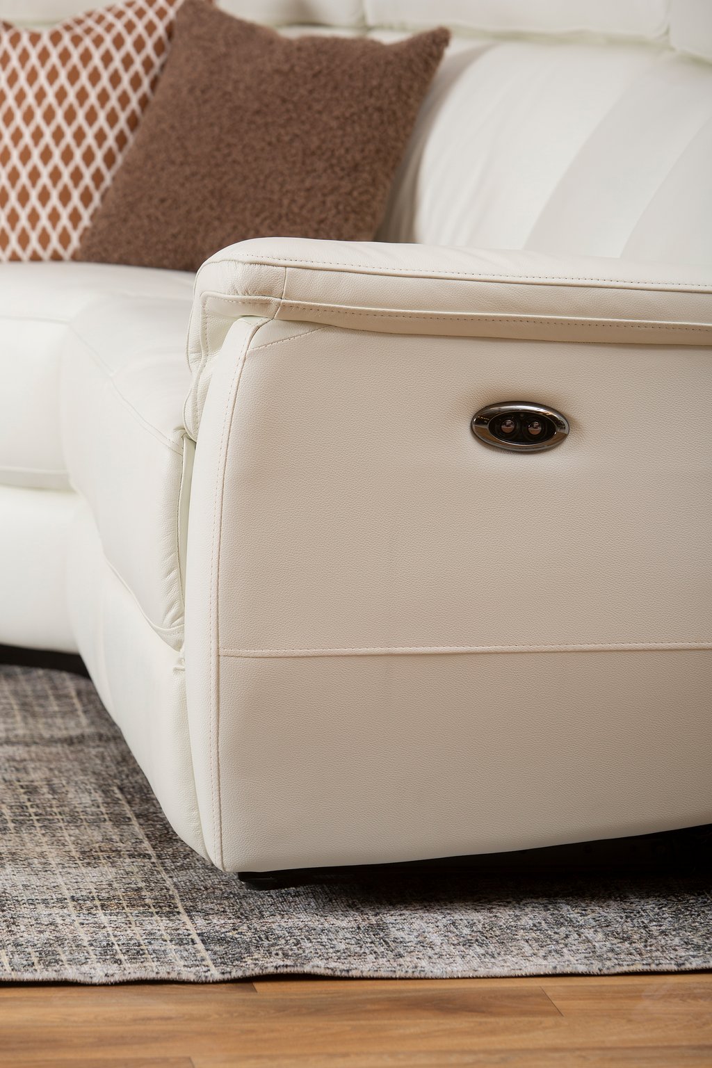Loungea Colorado recliner-kulmasohva 3K2/2K3, puhdas valkoinen nahka/keinonahka