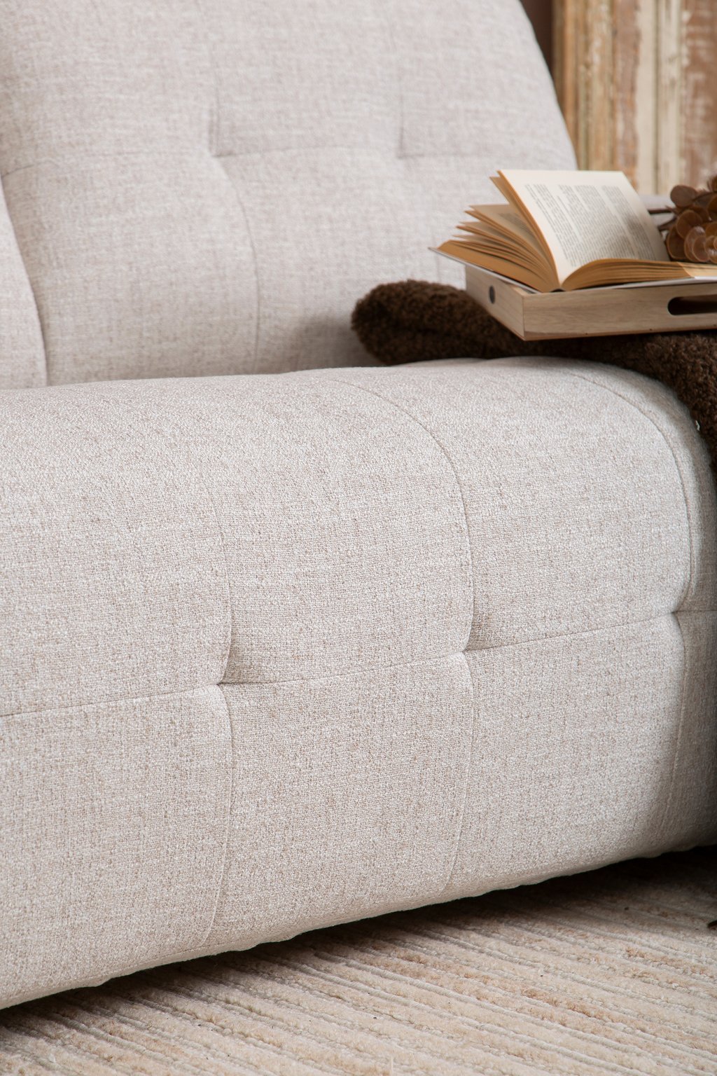 Flow 3-istuttava vuodesohva joustinpatjalla monique linen vaalea beige