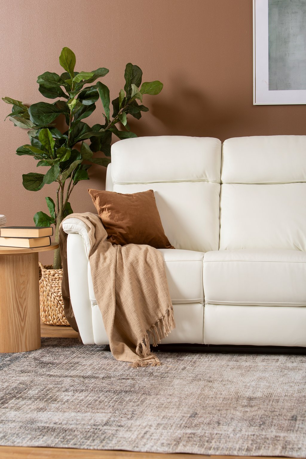 Loungea Colorado recliner-kulmasohva 3K2/2K3, puhdas valkoinen nahka/keinonahka