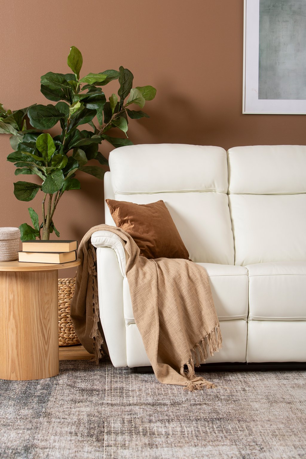 Loungea Colorado recliner-kulmasohva 3K2/2K3, puhdas valkoinen nahka/keinonahka