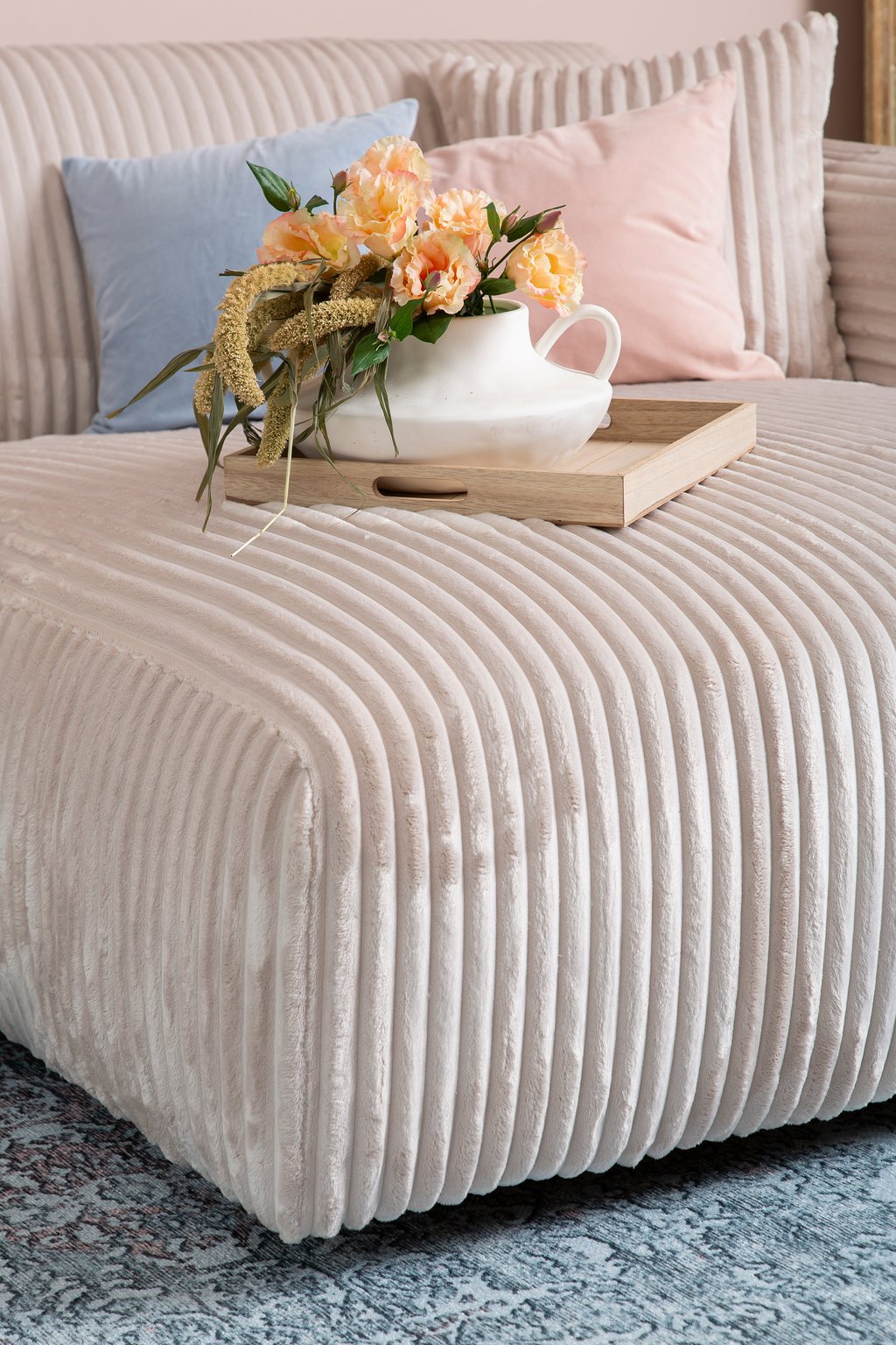 Ronda 3-ist. divaanisohva maxi oikea, Fluffy 5601 valkoinen