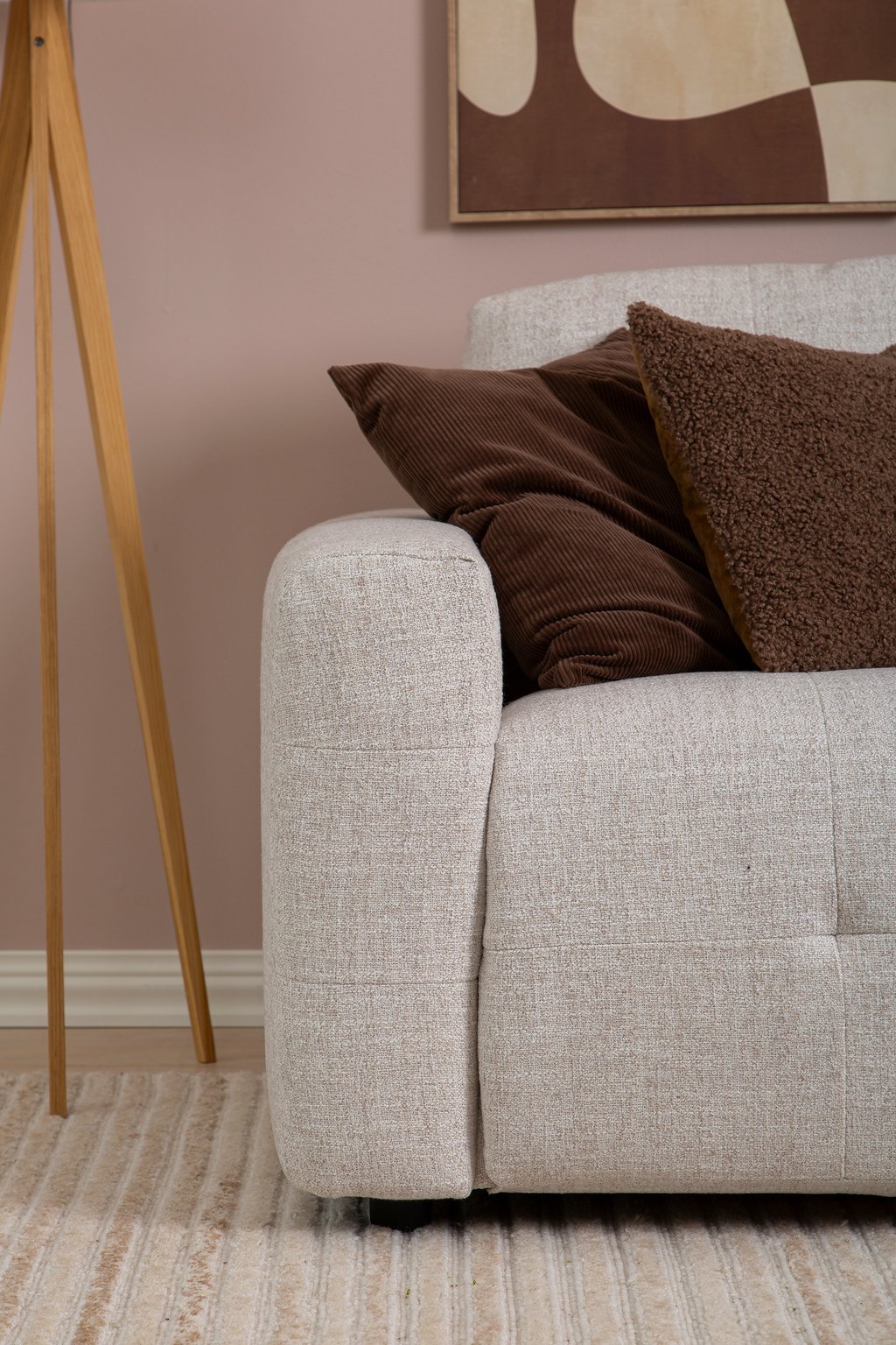 Flow 3-istuttava vuodesohva joustinpatjalla monique linen vaalea beige