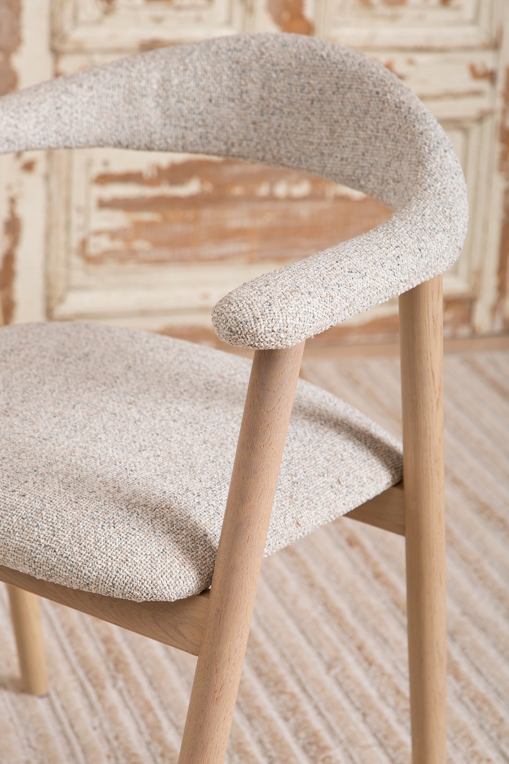 Nicola ruokatuoli, valkolakattu tammi / beige kangas