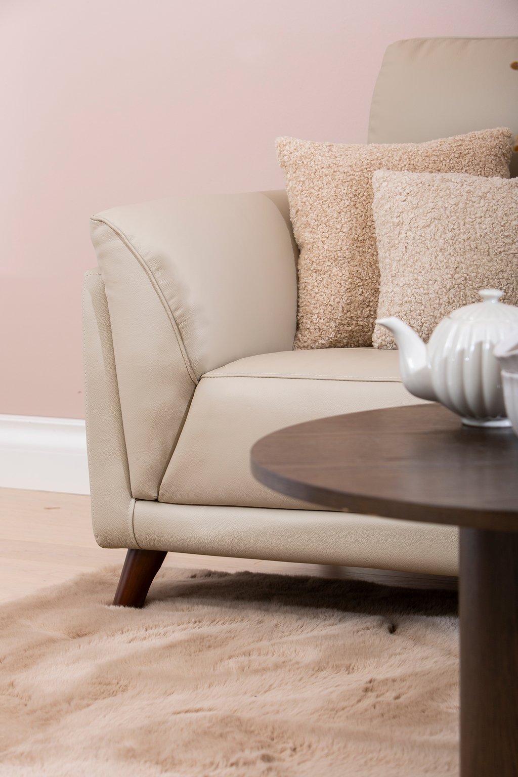 Amalfi 3-istuttava sohva beige nahka/keinonahka