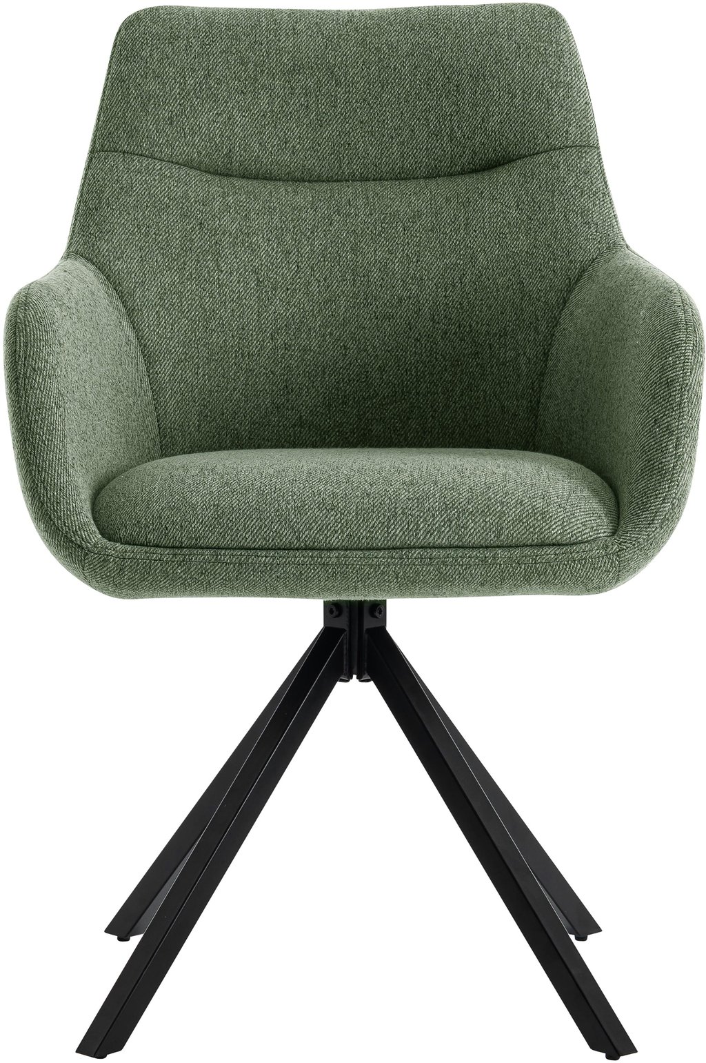 North Collection Everly ruokapöydän tuoli käsinojilla vihreä (Kiinteä Star-jalka): Tyylikäs ruokatuoli, jossa vihreä verhoilu ja kestävä metallijalka. Erinomainen valinta moderniin ruokailutilaan tai pienelle ruokapöydälle kahdelle.