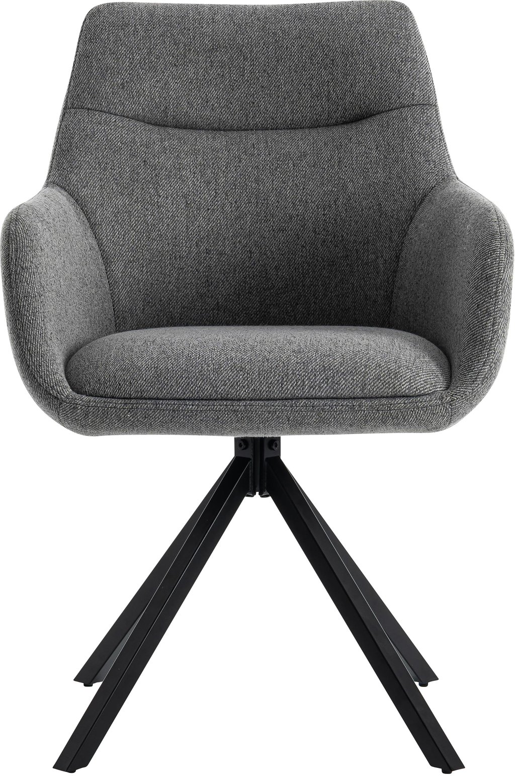 North Collection Everly ruokapöydän tuoli käsinojilla harmaa (Kiinteä Star-jalka): Tyylikäs harmaa ruokatuoli, jossa metallijalka ja mukautuva verhoilu. Sopii täydellisesti pieneen ruokailutilaan tai pariskunnan ruokapöydän ääreen.