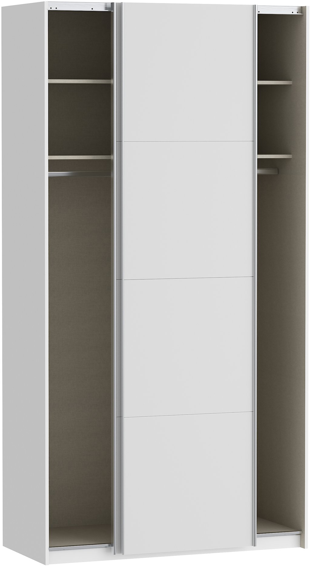 Fittio liukuovikaappi 120cm, valkoinen (sis. 4 hylly + 2 tankoa)