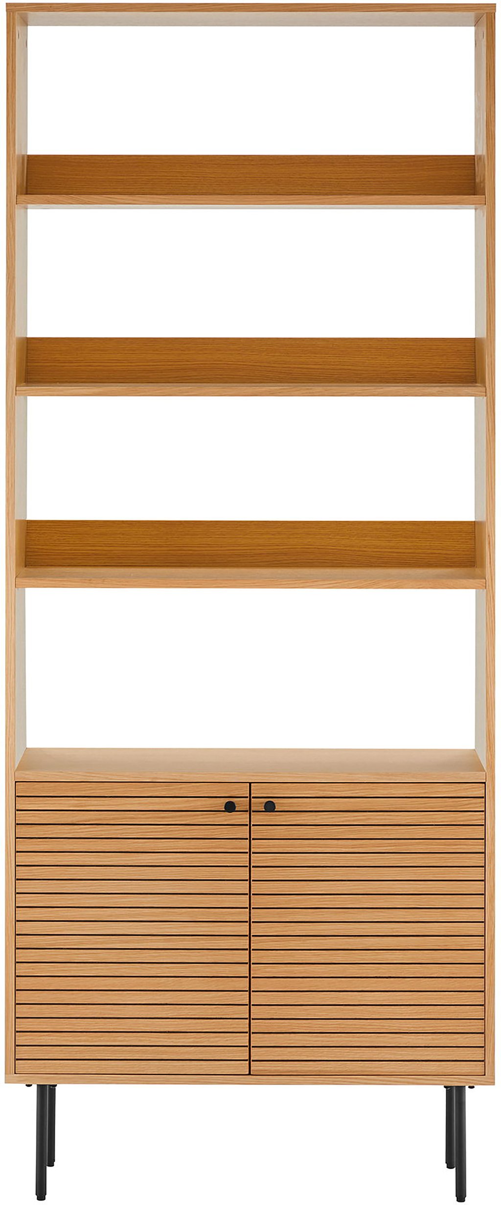 House Nordic Kyoto kirjahylly 80x30x200, natural tammiviilu / mustat jalat