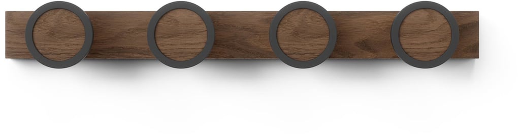 Umbra Hub seinänaulakko 50cm musta/pähkinäpuu: Tyylikäs musta seinänaulakko, jossa kauniit pähkinäpuiset yksityiskohdat. Erinomainen eteiseen tai käytävään, lisää sisustukseen modernia ilmettä.