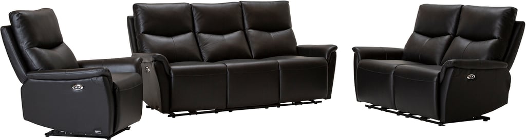Loungea Padova sohvaryhmä 3+2+1, musta nahka/pvc