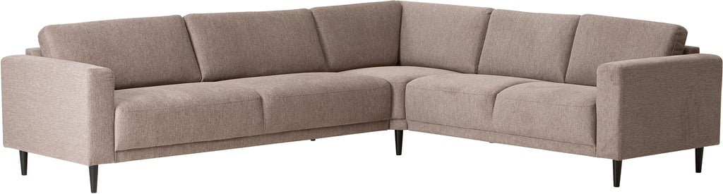 Portland Kulmasohva 2K3, beige: Moderni Portland-kulmasohva, muokattavat osat ja beige väri, täydellinen olohuoneeseen. Luo tilaa ja mukavuutta.