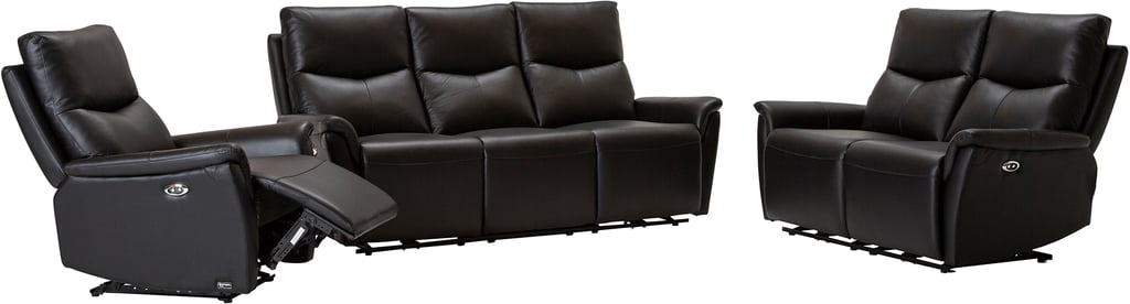 Loungea Padova sohvaryhmä 3+2+1, musta nahka/pvc
