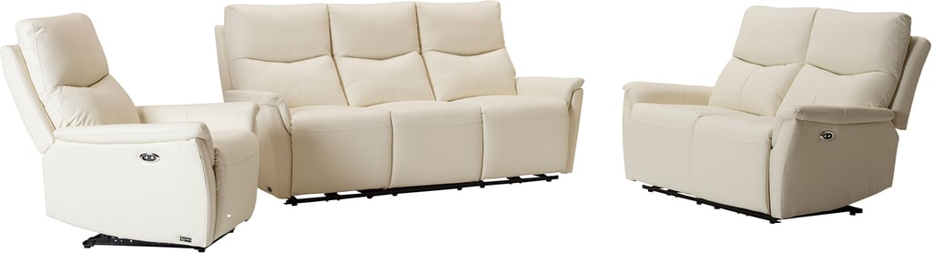 Loungea Padova sohvaryhmä 3+2+1, valkoinen nahka/pvc