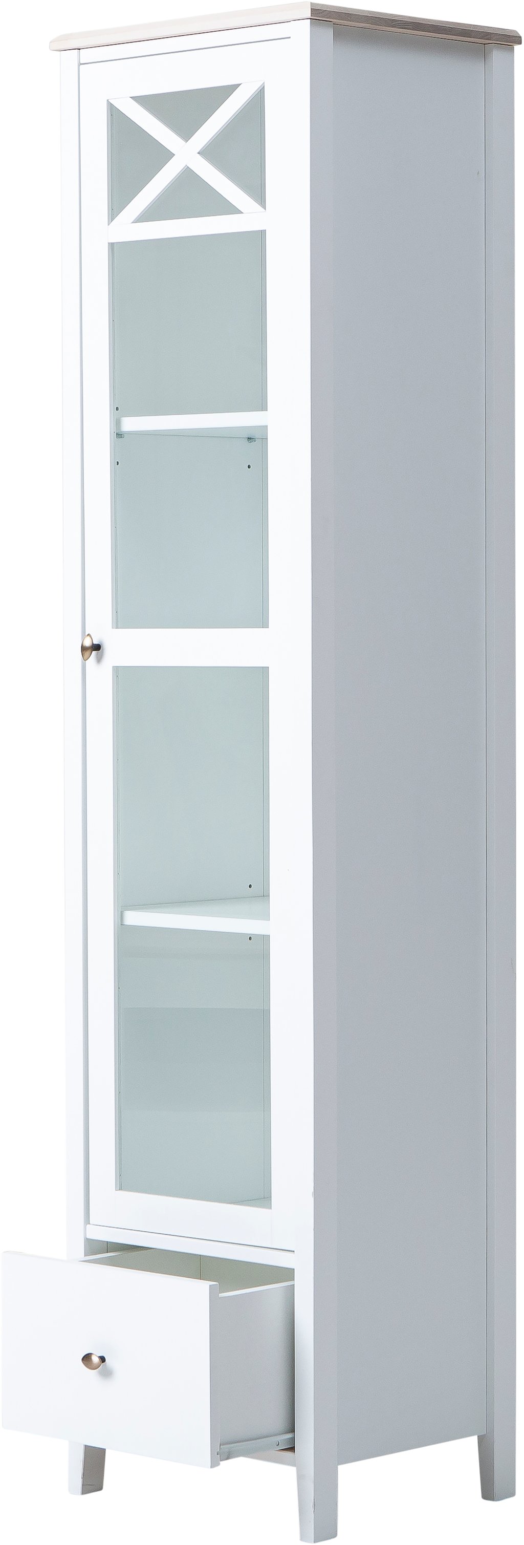 Hovi vitriini 172x42, valkoinen/valkolakattu koivu