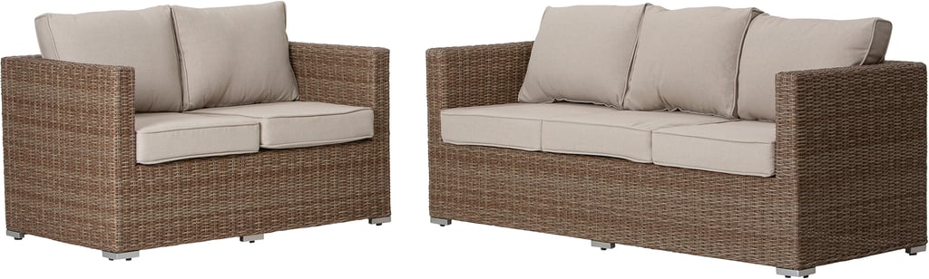 Mode sohvaryhmä (3+2), natural: Tyylikäs ulkosohvaryhmä, joka yhdistää mukavuuden ja kestävyyden. Sopii täydellisesti terassille tai puutarhaan. Ideal for outdoor relaxation.